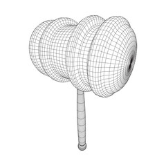 Gavel, hammer of judge or auctioneer. Wireframe low poly mesh vector illustration