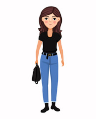 Fototapeta premium Young girl in street style clothers. Casual fashion woman style. Vector people on white background.