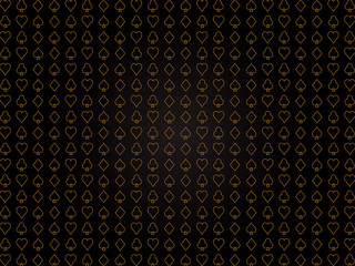 Card suits gold line grey background
