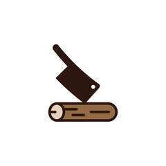 Knife Cutting Wooden Abstract Creative Icon Logo Design Template Element Vector