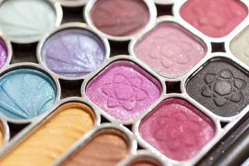 Backgrounds of Cosmetic makeup set on table, Makeup artist applies woman face Beautiful.