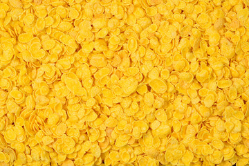 Corn-flakes background and texture. Top view. cornflake cereal box for morning breakfast.