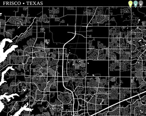 Simple map of Frisco, Texas - obrazy, fototapety, plakaty