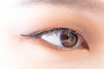 Obraz premium Backgrounds of Cosmetic makeup set on table, Makeup artist applies woman face Beautiful.