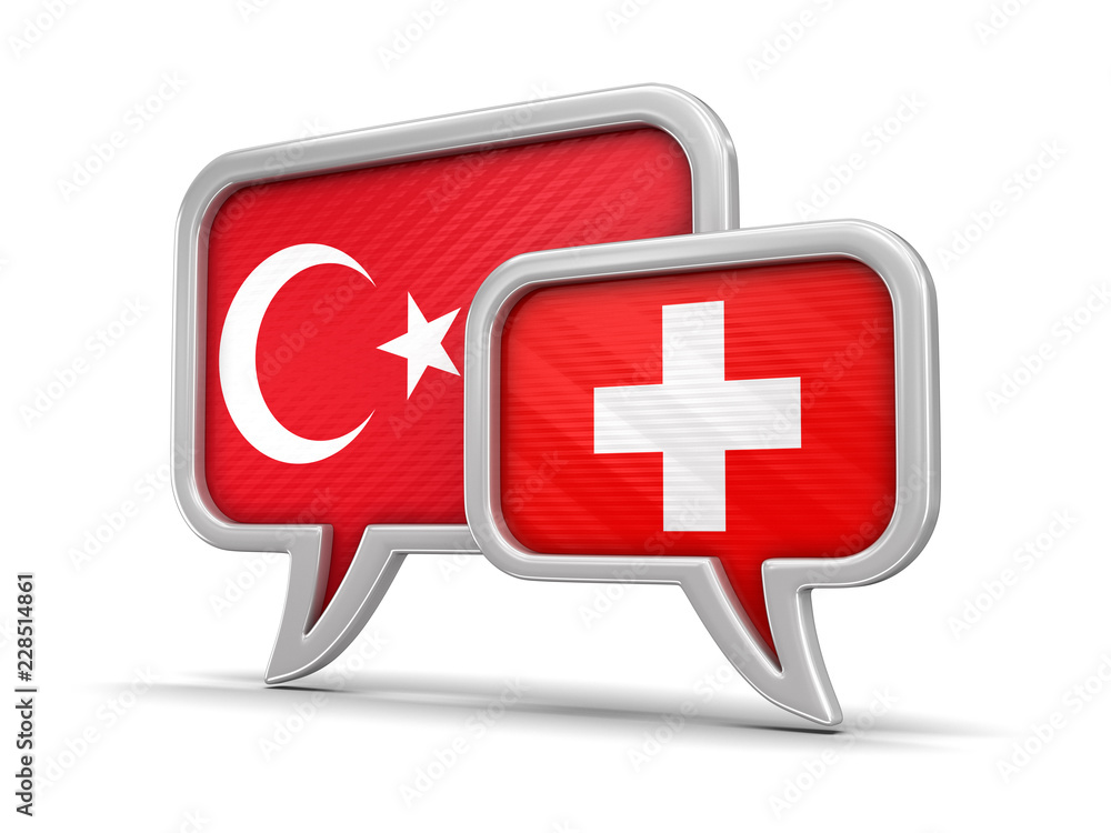 Poster speech bubbles with flags. image with clipping path