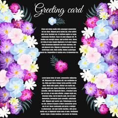 Greeting card, Floral Wedding felicitation elegant invite,  thank you,  greenery,  bouquet, template , gift certificate, party invitation, congratulation ,flower frame