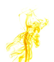 Yellow smoke on white background