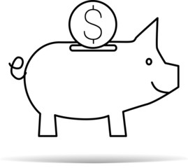 piggy Bank vector illustration linear icon