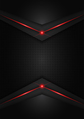 abstract metallic red shiny color black frame layout modern tech design vector template background