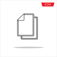 Copy file icon. Duplicate document symbol isolated on white background.