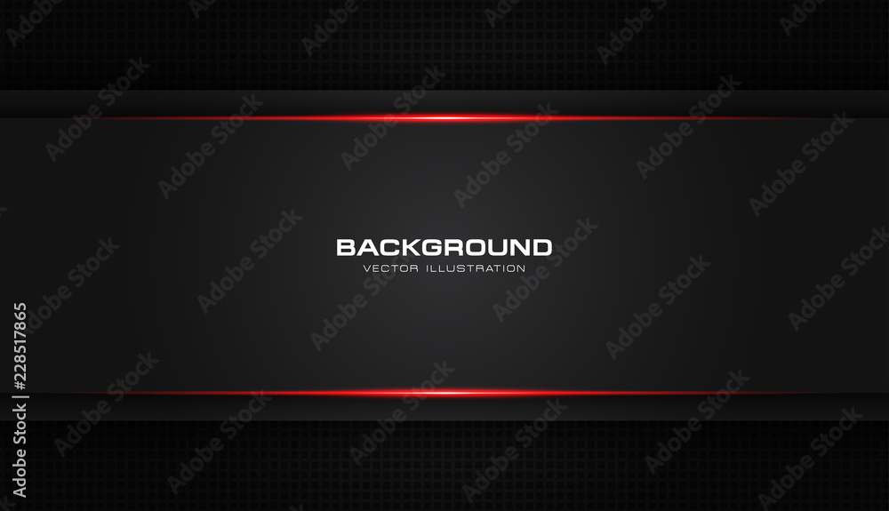 Poster abstract metallic red shiny color black frame layout modern tech design vector template background