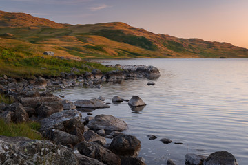 Devoke Water in twilight - beautiful small lake in English Lake District National Park.