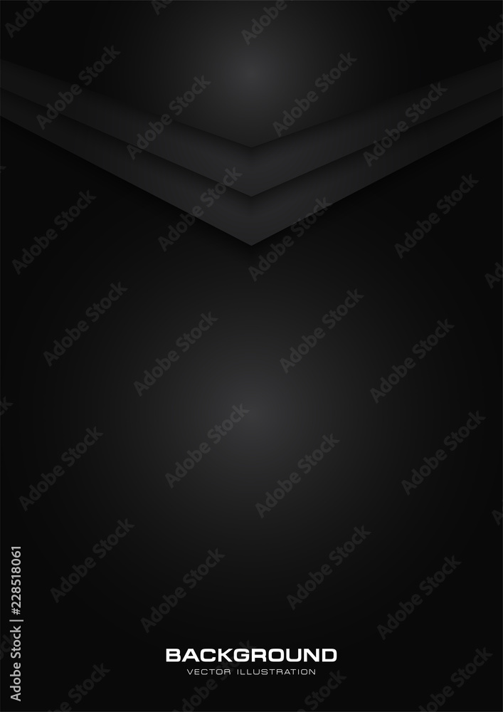 Poster abstract arrow metallic black color black frame layout modern tech design vector template background