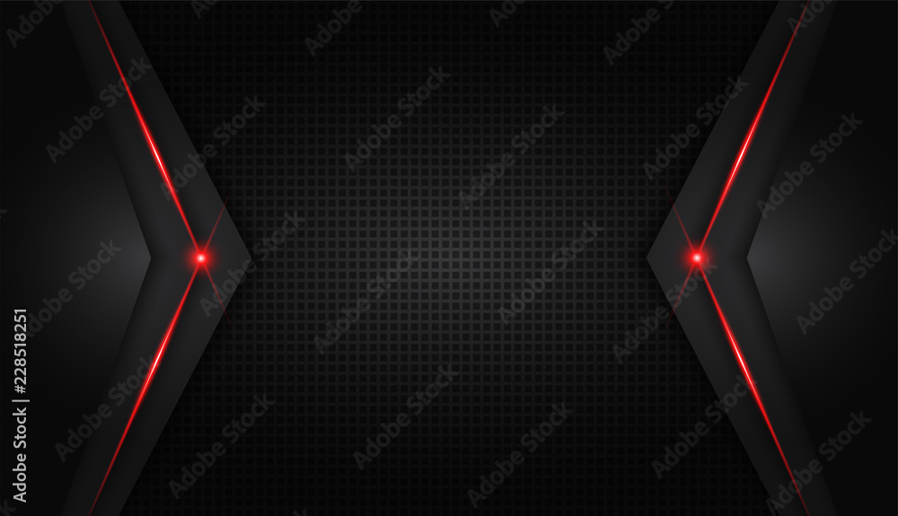 Poster abstract metallic red shiny color black frame layout modern tech design vector template background