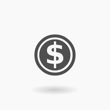 Dollar Currency Coin vector Icon Illustration silhouette.