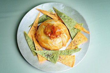 Baked Brie Crabmeat with Pita Chips