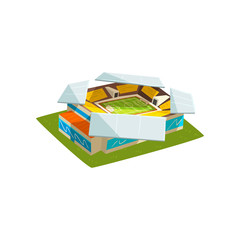 Soccer or football stadium building, outdoor sports venue for championships, matches vector Illustration on a white background