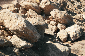 Pile of limestone large lumps