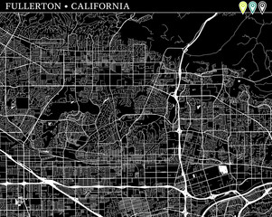 Fototapeta premium Simple map of Fullerton, California