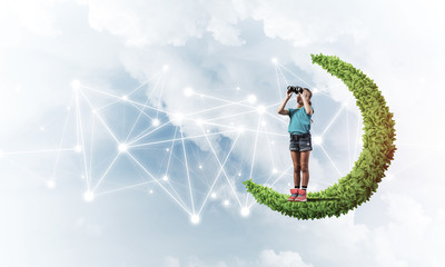 Idea of children Internet communication or online playing and pa