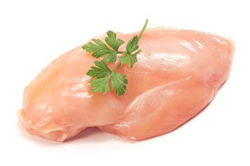 Raw chicken breast fillet isolated on white