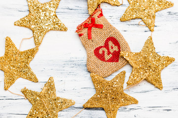 christmas star on wooden background