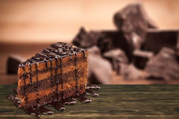 Tasty tiramisu cake on background