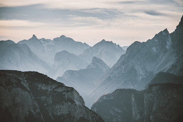 Clouds over magnificent mountain ridge