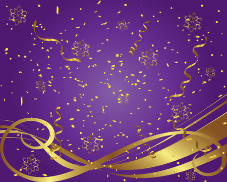 Purple And Gold Party Streamers And Confetti