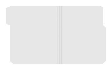 Open empty file folder with cut tab on white background, mockup