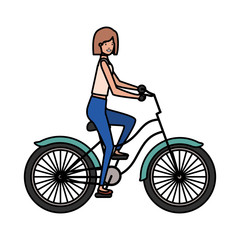 Fototapeta na wymiar young woman in bicycle character