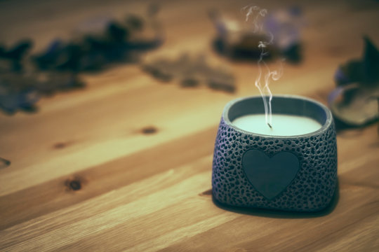 Candle on table