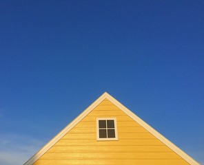 Beautiful colorful house and blue sky background