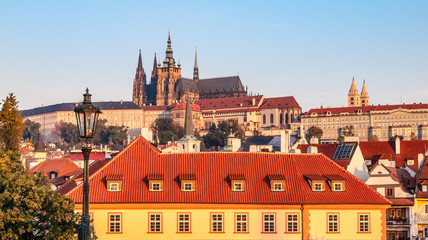 Fototapeta premium Prague Castle at sunrise time, Prague, Czech Republic.