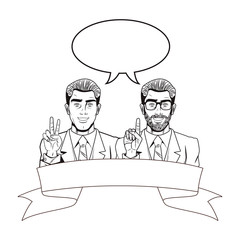 Businessmen pop art cartoon