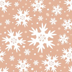 Winter beige seamless pattern with snowflakes