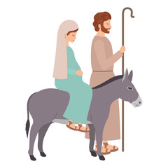 virgin mary in mule and saint joseph