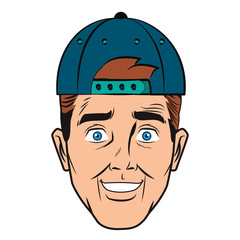 Pop art man face cartoon