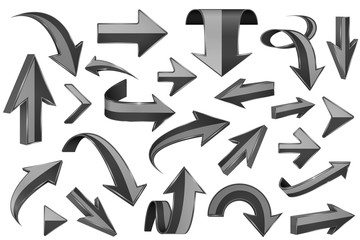 Black arrows. Shiny 3d signs