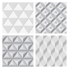 Gray geometric seamless background. Compilation set