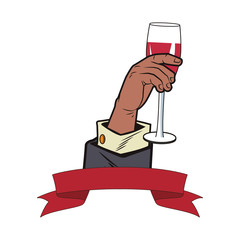 Businessman hand holding wine cup