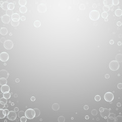 Random soap bubbles abstract background. Blowing b