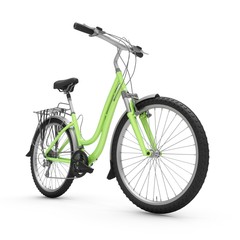 3D Rendering green bicycle isolated on white background