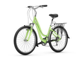 Fototapeta na wymiar 3D Rendering green bicycle isolated on white background