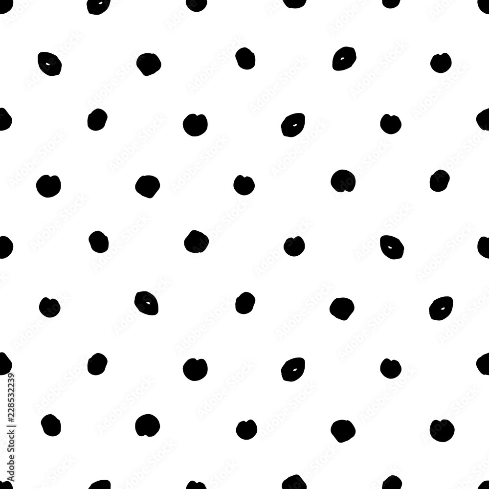 Poster abstract round brush strokes vector seamless pattern. monochrome minimalistic graphic element. black