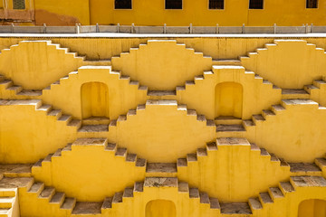Step-well Panna Meena ka Kund near Amber fort in Jaipur, Rasjasthan India. 