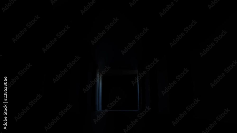 Poster 3d render abstract background. simple corridor with lighting up segments. loopable animation of ligh
