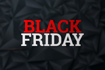 Black Friday sale poster. Commercial discount event banner. Black background. Banner, card, copy space. Mockup, layout. Creative background