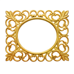 Golden rustic frame against white background. Clipping path inside