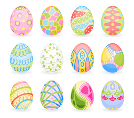 Set of colored eggs for Easter holiday. Painted eggs as traditional Easter symbols